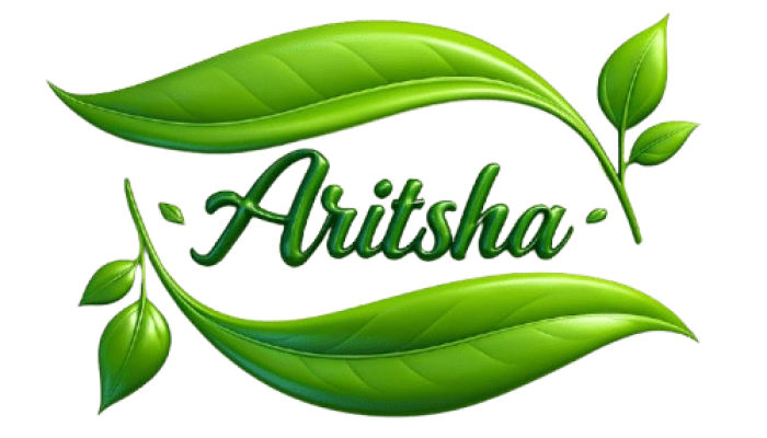 Aritsha brand logo with green leaves representing natural homemade products